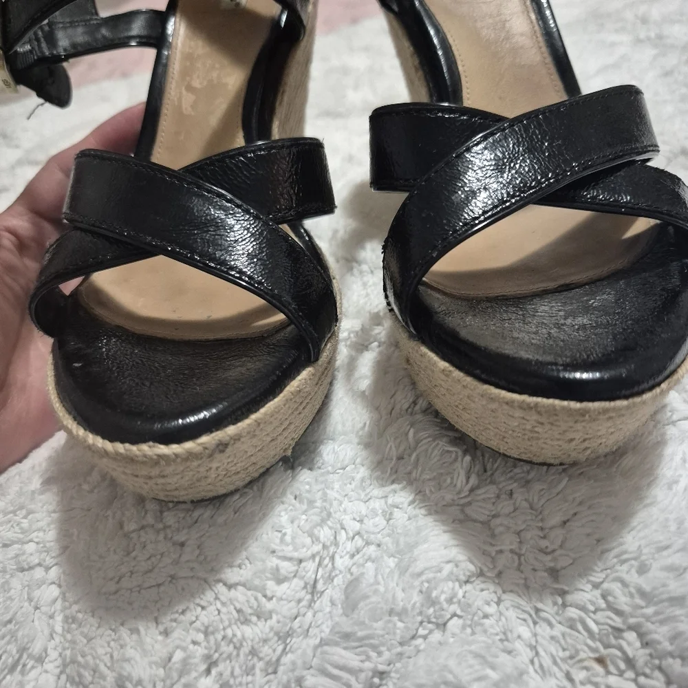 UGG Black Espadrille Wedges-patent Leather ...SIZE:8.5